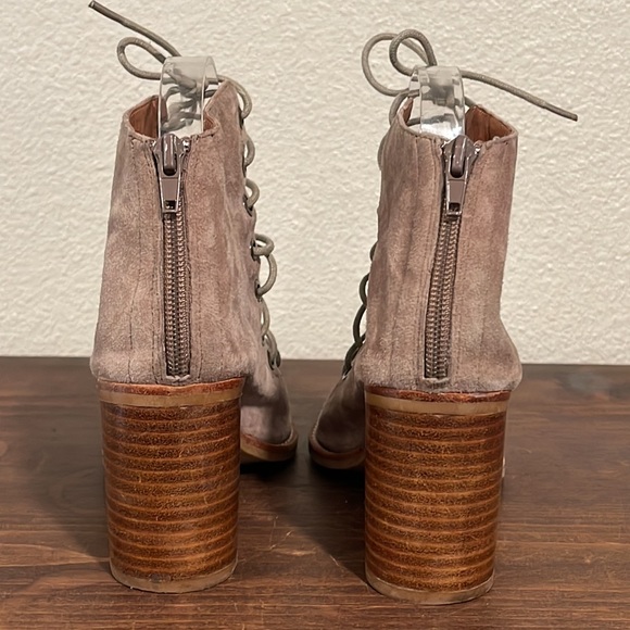 JEFFREY CAMPBELL CORS SUEDE LACE UP PEEP TOE HEELED BOOTIE BOOTS - Picture 9 of 15